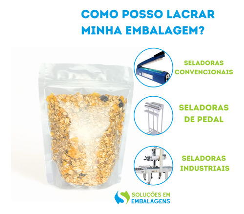 Embalagem Stand Up Pouch Transparente Zíper 14x19 1000 Un