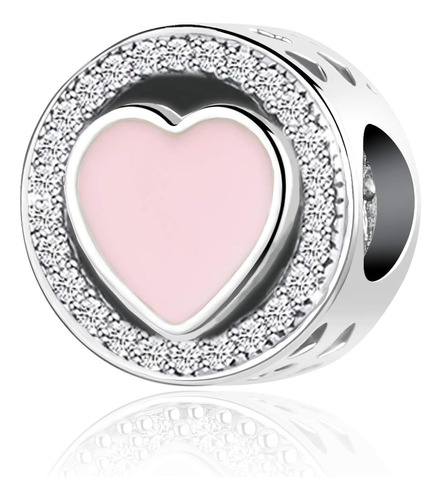 Sbi Jewelry Cuenta De Corazón De Amor Rosa Transparente Cz C