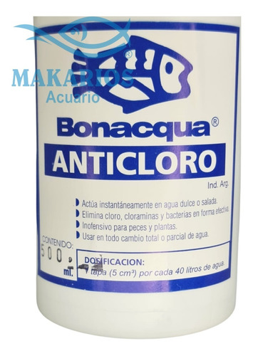 Imagen 2 de 7 de Anticloro Bonacqua 500 Ml Agua Pecera Acuario Peces