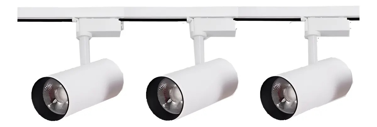 Lámparas Tipo Spot Con Riel De 1m X 3 Unid De 10w. Estructura Blanco (Luz cálida)