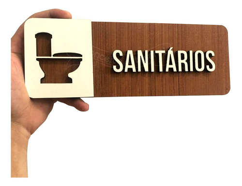 Imagem 1 de 3 de Placa Indicativa Sanitários Sinalização Banheiro Mdf