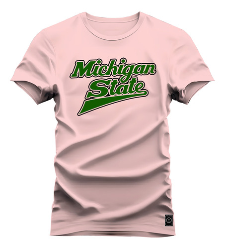 Camiseta Plus Size 100% Algodão Tecido  Estampada Michigan