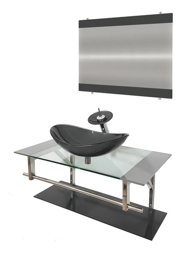 Gabinete De Vidro 90cm Inox Com Cuba Oval Verde Oliva Fbwt