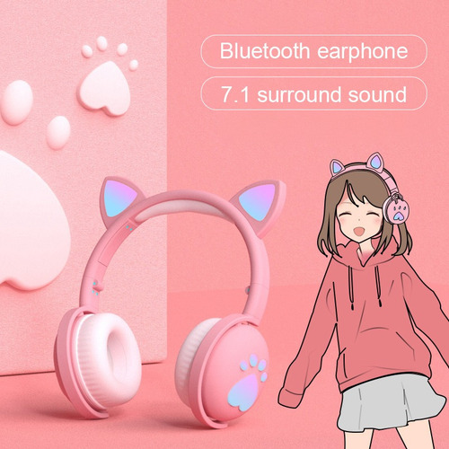Auricular Bluetooth Micrófono Con Oreja De Gato