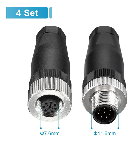 Meccanixity 8 Pin M12 Conector De Alambre De Aviación Y 4 De
