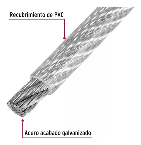 100mts Rollo De Cable Acero Forrado 3,2mm Transparente