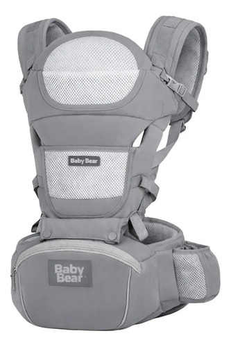 Bolsa Canguru Ergonômico Bebê Mãe Premium 12 Posições 4 Em 1 Baby Bear Cor Cinza