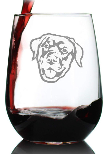 Copa De Vino Sin Tallo Feliz Rottweiler Divertidos Rega...