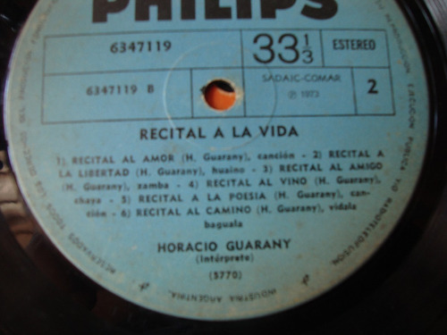 Sin Tapa Disco Horacio Guarany Recital A La Vida F0
