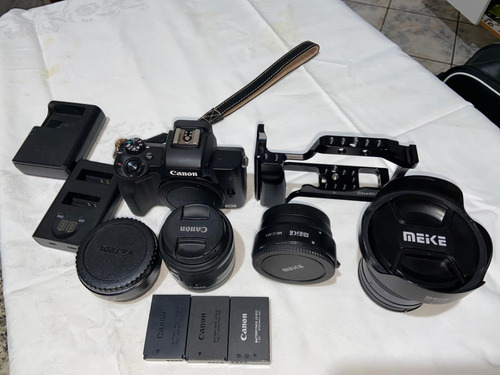 Canon Eos M50 Com Gaiola, Baterias, Lente E Fonte