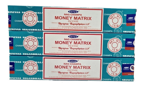 Incienso Nag Champa Satya Sai Baba Hindu 15 Gramos X 3 Packs Fragancia Money Matrix