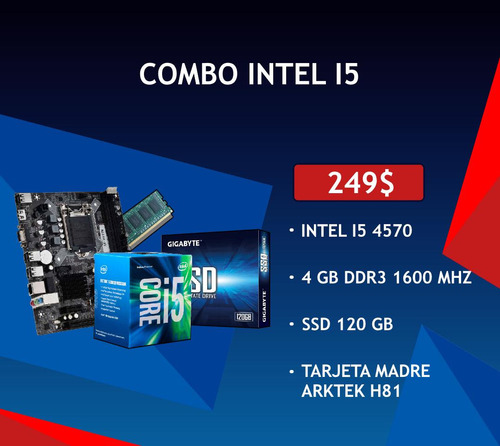 Combo Intel I5 4570+tarjeta Madre Artek H81+4 Gb Ram 1600mhz