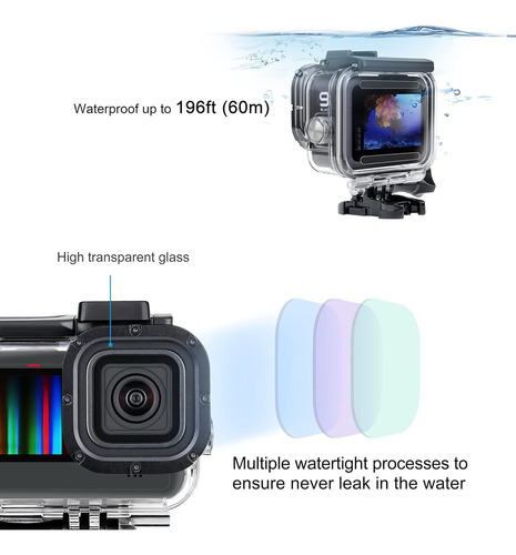 Soonsun Funda Estanca Con Filtros De Buceo Para Gopro Her...