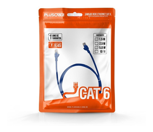 Cabo Utp Cat6 Crimpado 10 Metros Patch Cord Rj45 Rede