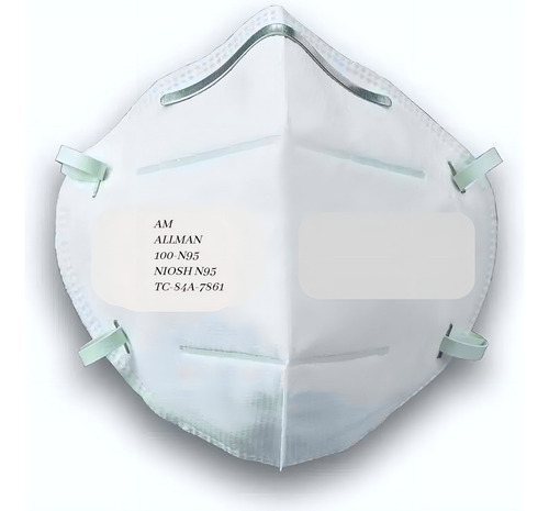 Mascarilla N95 Cubrebocas All Man Niosh N95 5 Pzs Color Blanco