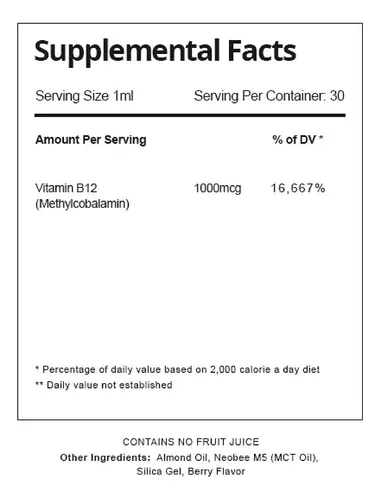 Nano Metil B-12, 1000mcg De Metilcobalamina, Gotas Líquidas
