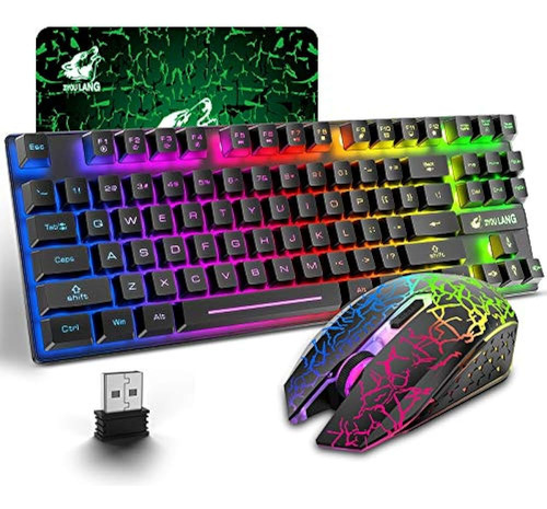 Combo De Teclado Y Mouse Inalámbricos Para Juegos Con 87 Tec