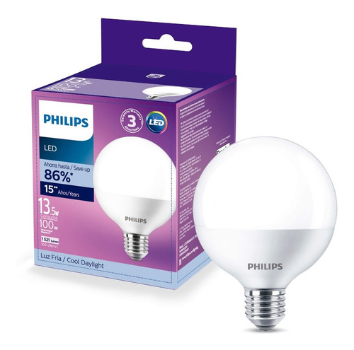 Foco Led Philips Globe Luz Fría - 13.5w Color de la luz Blanco frío
