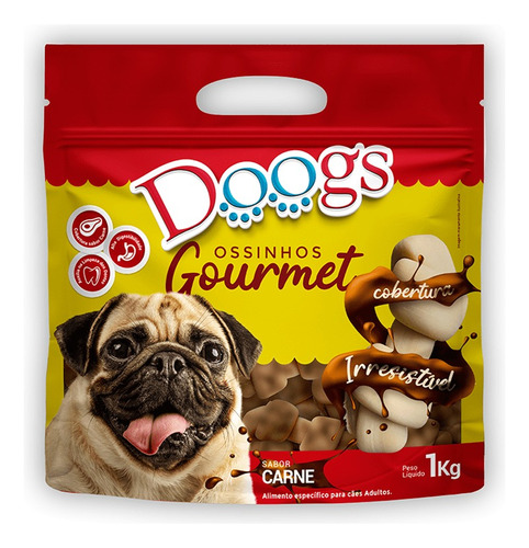 Ossinho Gourmet Dog Pacote 1kg Sabor Carne Tamanhos