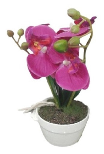 Flores Artificiales En Maceta  - Orquidea Lila 25 Cm