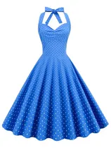 Comprar Vestido De Bolinhas Retrô Vintage Anos 60 Festa Pin Up Rockabilly Hepburn Vestido De Festa Tematcia Festa Fantasia