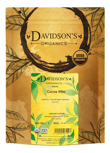Davidson's Organics, Nibs De Cacao, Cacao De Hojas Sueltas,