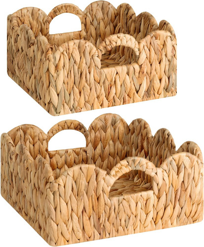 Canasta De Mimbre Con Borde Festoneado Storageworks, Canasta