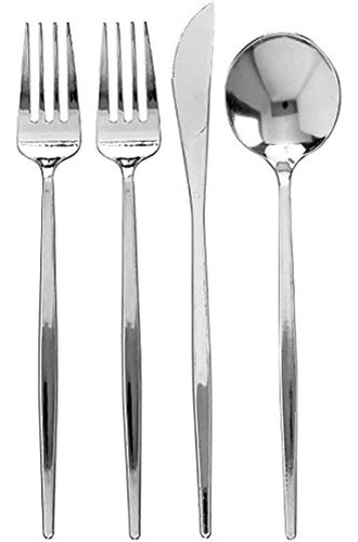 Cucharas De Plata Cubiertos De Plastico Silverware Juego De