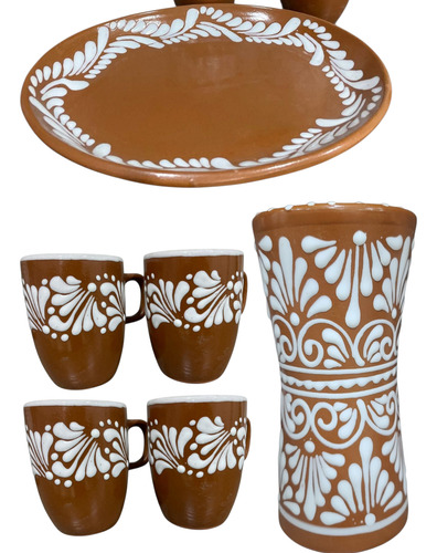 Juego De Vajilla Con Florero Talavera 6 Pzs Marrón Talavera Boliche