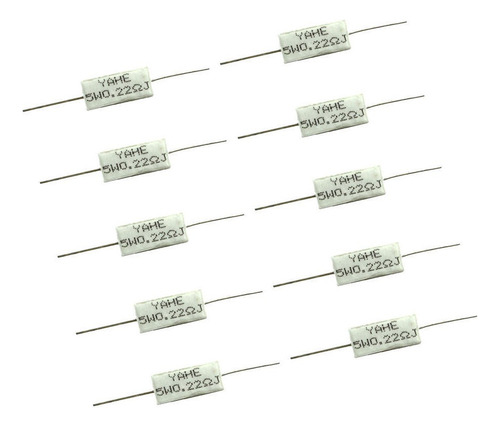 Ba 10pcs Resistencia De Cemento Bobinado Cerámica 5w 0.22ohm