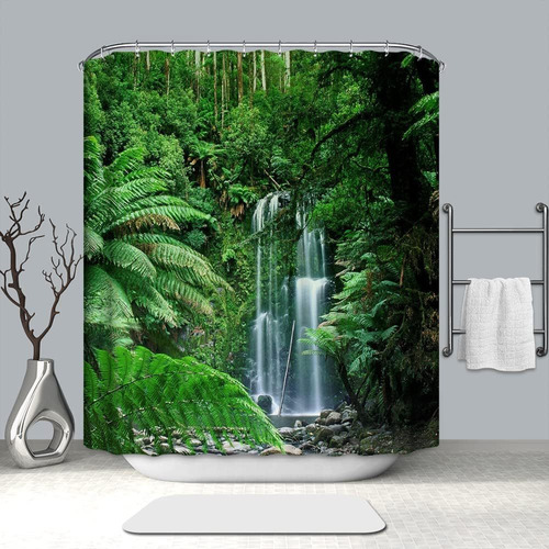 Paisaje Selvático Verde Cortina De Baño