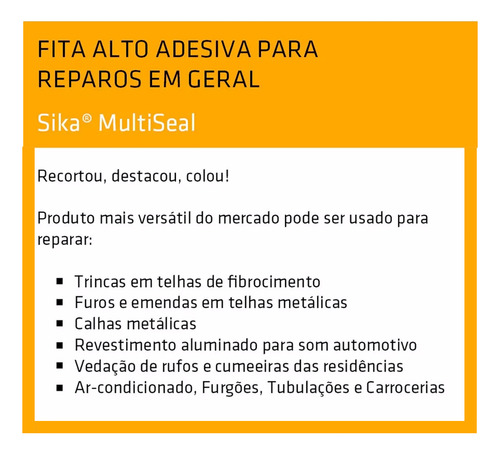Manta Asfáltica Multiseal Alumínio 50cm X 10m Sika - 3 Rolos