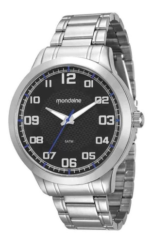 Relógio Mondaine Masculino 99142g0mvne4 Cor da correia Prateado Cor do bisel Prateado Cor do fundo Preto