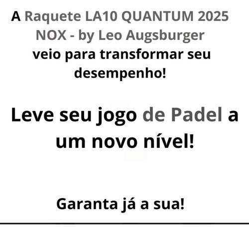 Raquete De Padel Nox La10 Quantum 12k 2025 By Augsburguer Cinza