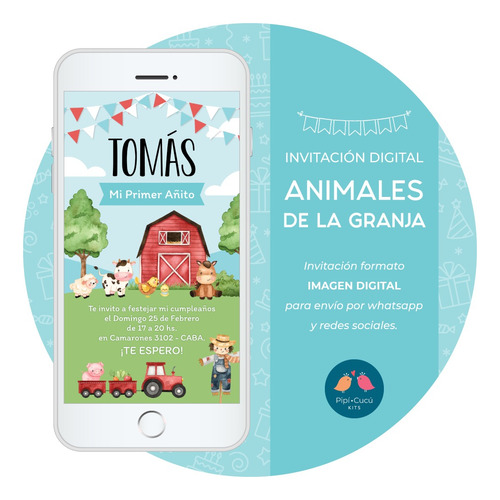 Invitación Digital Imagen - Animales De La Granja (niño) - 1