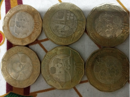 Monedas De 20 Pesos De Diferentes Aniversarios 