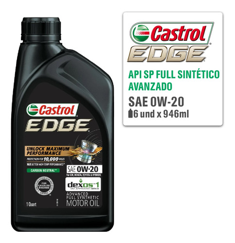 Aceite Castrol 0w-20 Full Sintetico Avanzado Api Sp 946ml