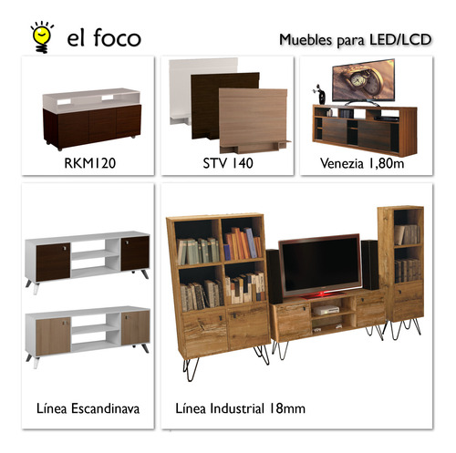 Combo Living Rack Tv Bibliotecas Mesita Industrial Atakama Atakama