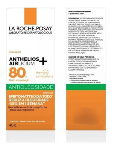 Protetor Solar Facial La Roche-posay Sem Cor Fps 80 40g