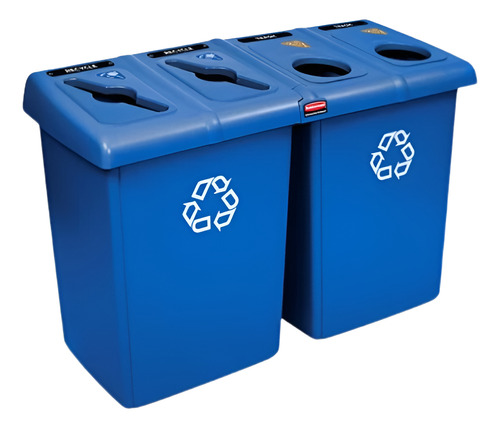 Rubbermaid Estación De Reciclaje Glutton De 4 Variantes Azul