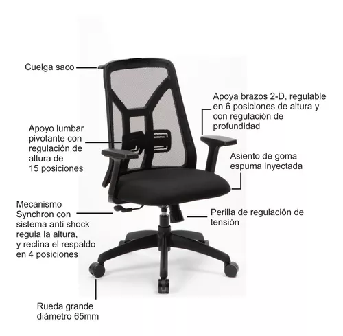 Silla de escritorio Indar Equipamientos Tokio Total White