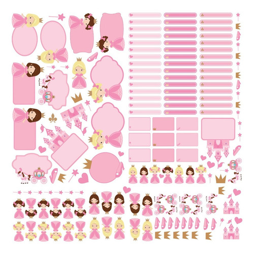 Imagem 3 de 3 de Etiquetas Escolares Princesa Personalizadas 173un