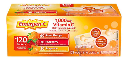 Emergen-c 1000 Mg De Vitamina C 120 Sobres Apoyo Inmune Sabor NARANJA, MANDARINA Y FRAMBUESA