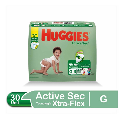 Pañal Para Bebe Huggies Active Sec Talla G 30 Und Original