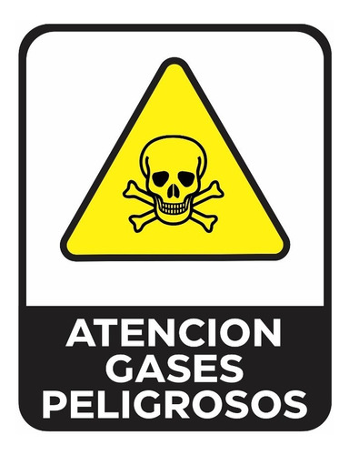 Cartel Advertencia Gases Peligrosos 22x28 Cm 1 Mm Atencion