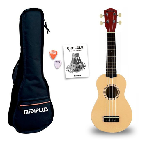 Ukelele Soprano Midiplus De Madera Con Funda Natural Promo