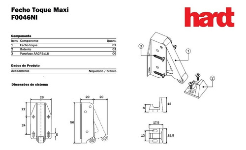 Fecho Torque Maxi Para Portas De Armários 4 Unidades Cor Zincado Branco