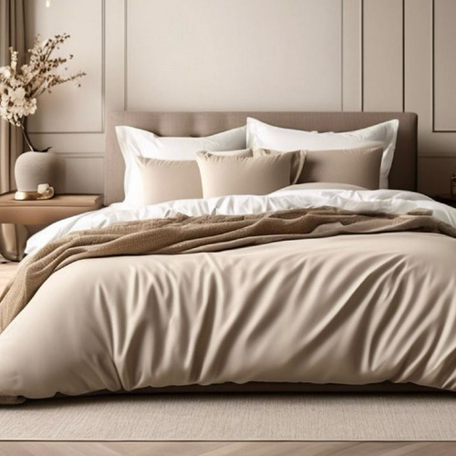 Capa De Edredom Avulsa Queen 400fios Micropercal Zíper Duvet Cor Bege