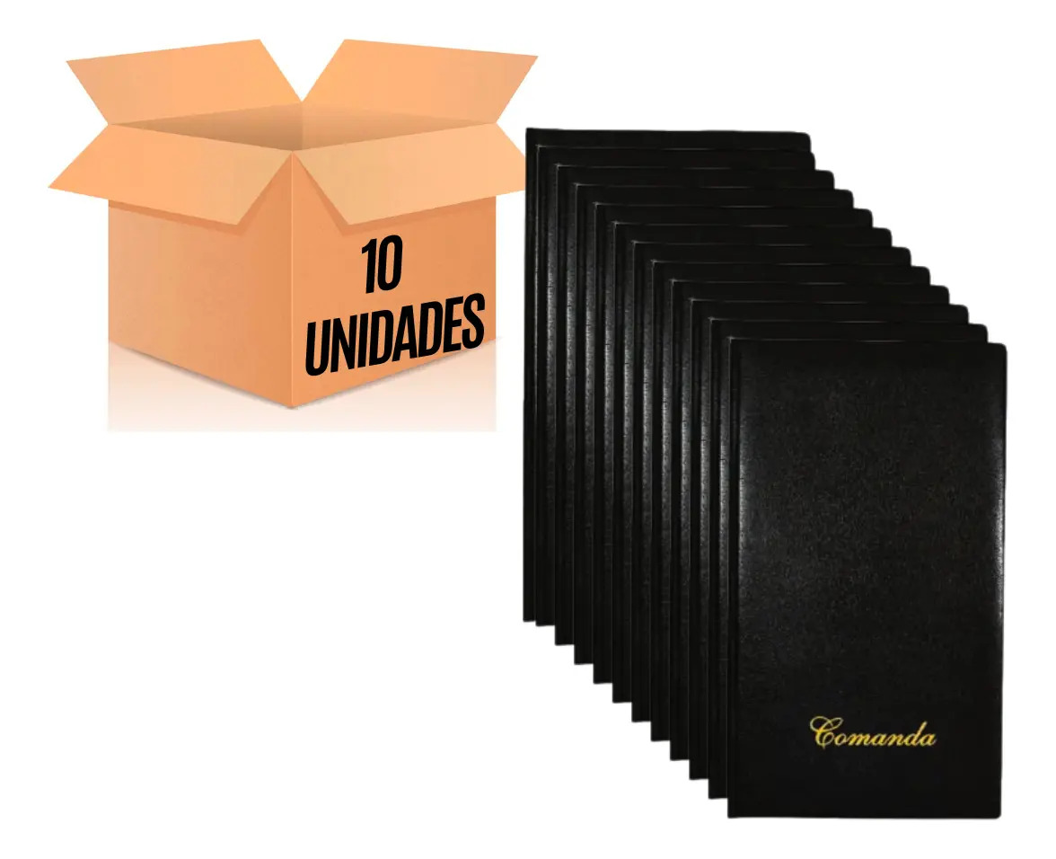 Kit 10 Pastas Comanda Garçom ACP Luxo Preto Courvin 325