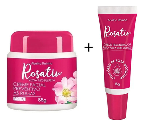 Kit Rosativ Creme Rosa Mosqueta Rugas + Olhos Abelha Rainha